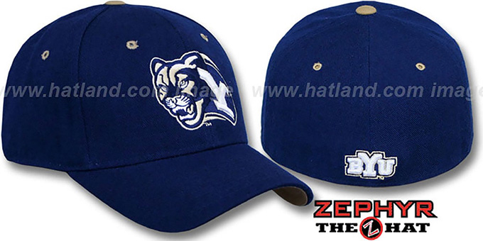 BYU 'DHS' Navy Fitted Hat by Zephyr