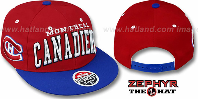 Canadiens '2T SUPER-ARCH SNAPBACK' Red-Royal Hat by Zephyr