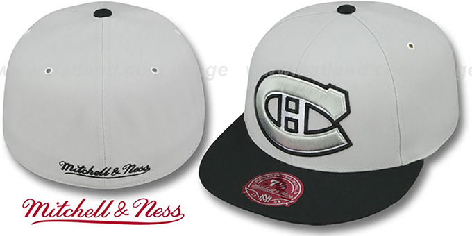 Canadiens 'MONOCHROME XL-LOGO' Grey-Black Fitted Hat by Mitchell and Ness