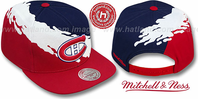 Canadiens 'PAINTBRUSH SNAPBACK' Navy-White-Red Hat by Mitchell and Ness