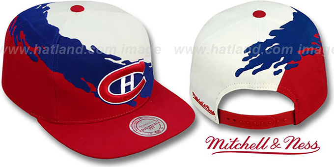 Canadiens 'PAINTBRUSH SNAPBACK' White-Navy-Red Hat by Mitchell and Ness