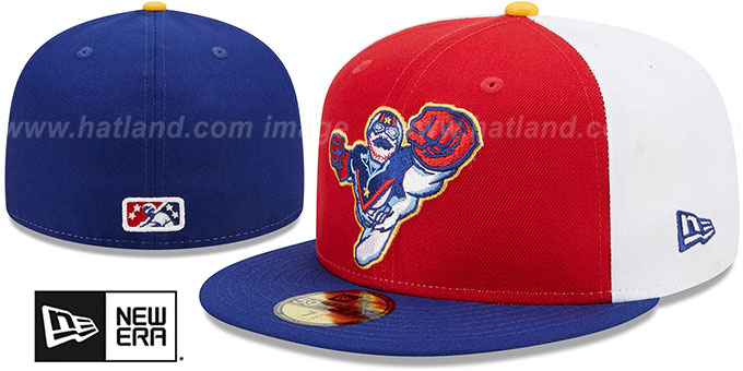 Cannon Ballers 'MILB MARVEL DEFENDERS' Red-White-Royal Fitted Hat by New Era