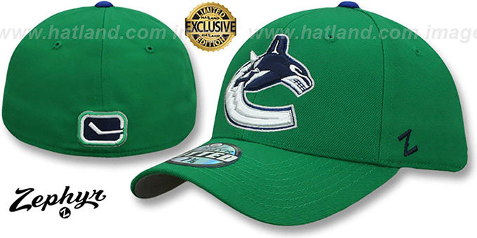 Canucks  'SHOOTOUT' Green Fitted Hat by Zephyr