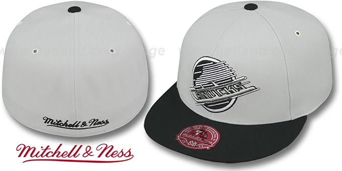 Canucks 'MONOCHROME XL-LOGO' Grey-Black Fitted Hat by Mitchell and Ness