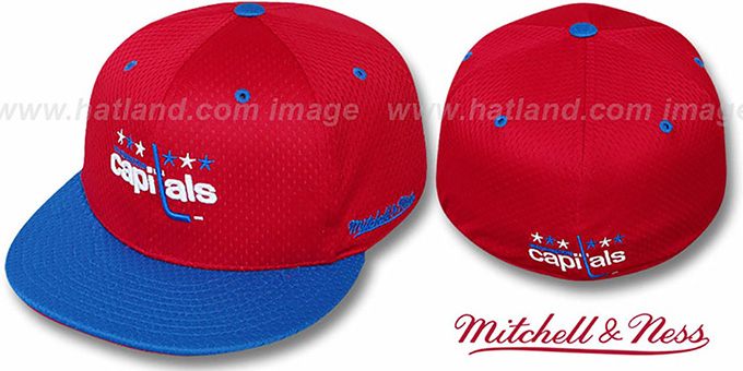 Capitals '2T BP-MESH' Red-Royal Fitted Hat by Mitchell and Ness