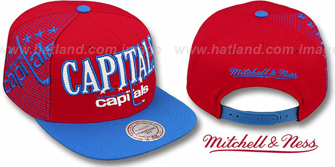 Capitals 'LASER-STITCH SNAPBACK' Red-Blue Hat by Mitchell and Ness