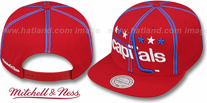 Capitals 'XL-LOGO SOUTACHE SNAPBACK' Red Adjustable Hat by Mitchell and Ness