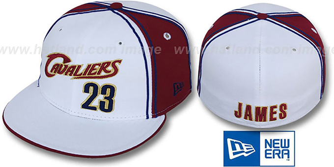 Cavaliers LEBRON JAMES 'TEAM-UP' White-Burgundy Fitted Hat by New Era