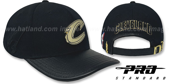 Cavaliers LOW-PRO 'GOLD METAL BADGE STRAPBACK' Black Hat by Pro Standard