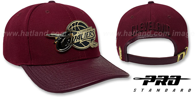 Cavaliers LOW-PRO 'GOLD METAL BADGE STRAPBACK' Burgundy Hat by Pro Standard