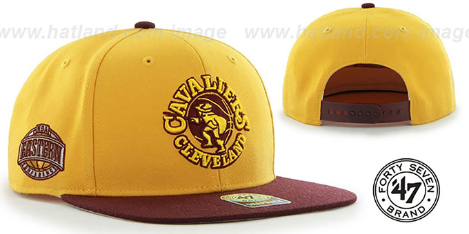 Cavaliers 'SURE-SHOT SNAPBACK' Gold-Burgundy Hat by Twins 47 Brand