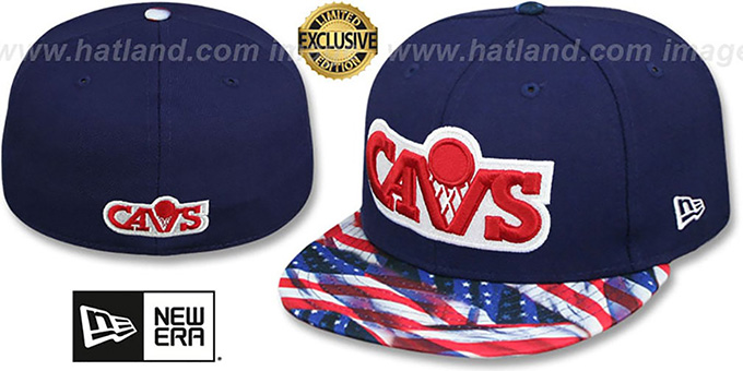 Cavaliers 'USA WAVING-FLAG' Navy Fitted Hat by New Era