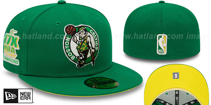 Celtics 17X NBA CHAMPS 'CITRUS POP' Green-Yellow Fitted Hat by New Era