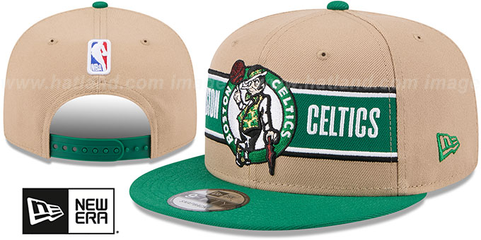 Celtics '2024 NBA DRAFT SNAPBACK' Camel-Green Hat by New Era