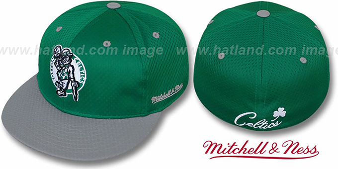 Celtics '2T MAN BP-MESH' Green-Grey Fitted Hat by Mitchell and Ness