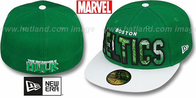 Celtics 'BIG WORD ACTION' Green-White Fitted Hat by New Era