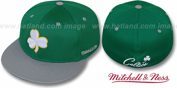 Celtics 'CLOVER ALT 2T BP-MESH' Green-Grey Fitted Hat by Mitchell and Ness