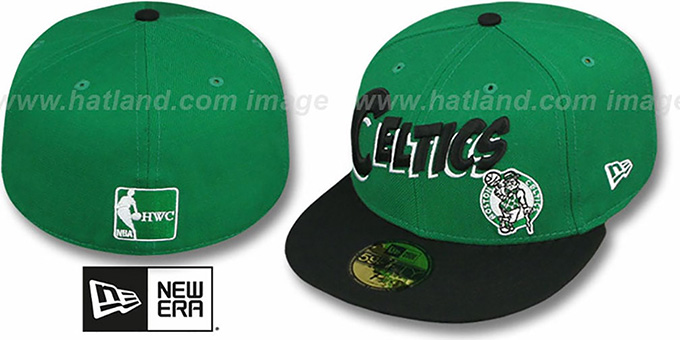 Celtics 'COMIC-WORD' Green-Black Fitted Hat by New Era