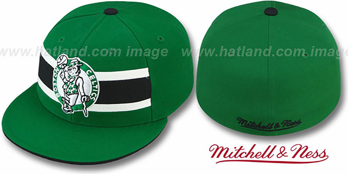 Celtics 'HARDWOOD TIMEOUT' Green Fitted Hat by Mitchell and Ness