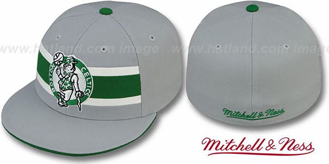 Celtics 'HARDWOOD TIMEOUT' Grey Fitted Hat by Mitchell and Ness