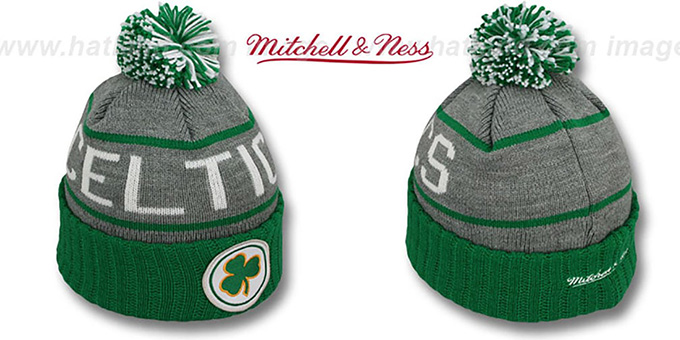 Celtics 'HIGH-5 CIRCLE BEANIE' Grey-Green by Mitchell and Ness