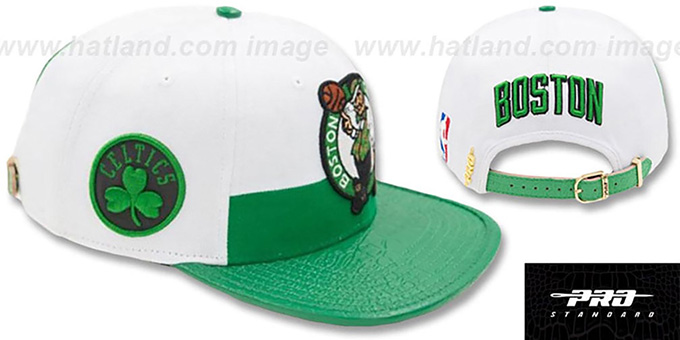 Celtics 'HORIZON STRAPBACK' White-Green Hat by Pro Standard