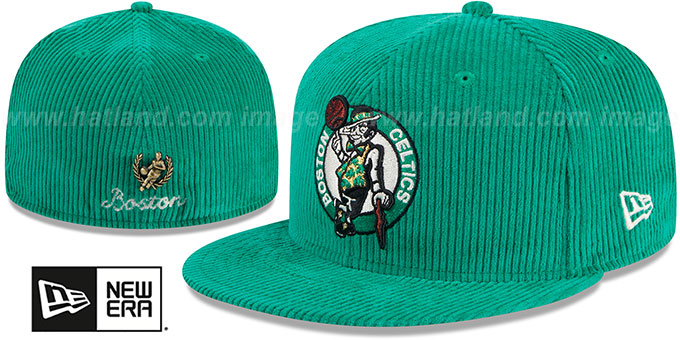 Celtics 'LETTERMAN PIN CORDUROY' Kelly Fitted Hat by New Era