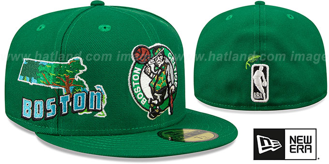 Celtics 'STATEVIEW' Green Fitted Hat by New Era