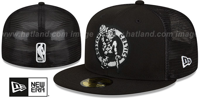 Celtics 'TEAM-BASIC TRUCKER' Black-White Fitted Hat by New Era