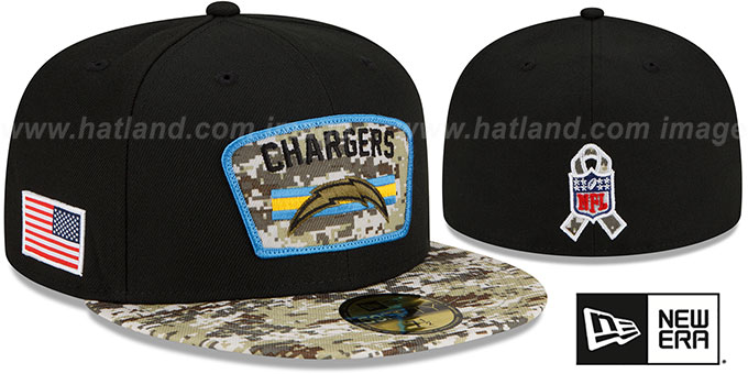 Los Angeles Chargers 2021 SALUTE-TO-SERVICE Black-Desert Fitted H