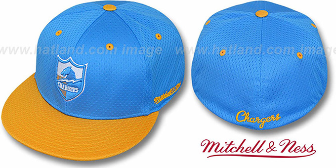 Chargers '2T BP-MESH' Sky-Gold Fitted Hat by Mitchell and Ness