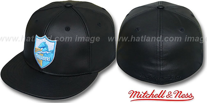 Chargers 'LEATHER THROWBACK' Fitted Hat by Mitchell and Ness