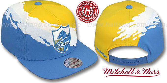 Chargers 'PAINTBRUSH SNAPBACK' Gold-White-Sky Hat by Mitchell and Ness