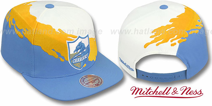 Chargers 'PAINTBRUSH SNAPBACK' White-Gold-Sky Hat by Mitchell and Ness