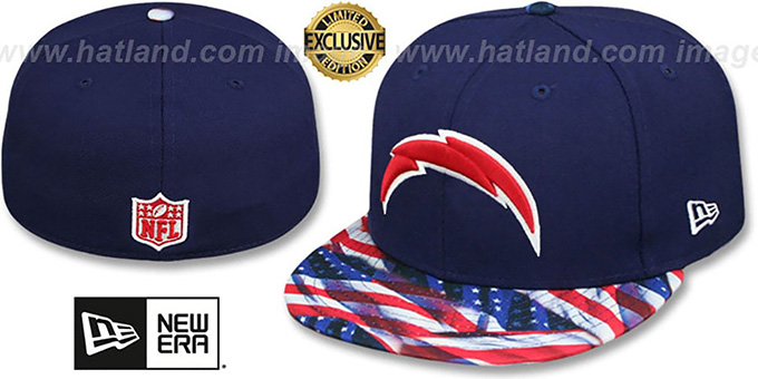 Chargers 'USA WAVING-FLAG' Navy Fitted Hat by New Era