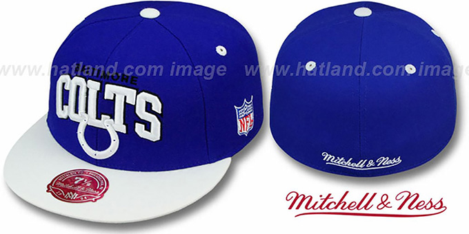 Colts 'NFL 2T ARCH TEAM-LOGO' Royal-White Fitted Hat by Mitchell and Ness