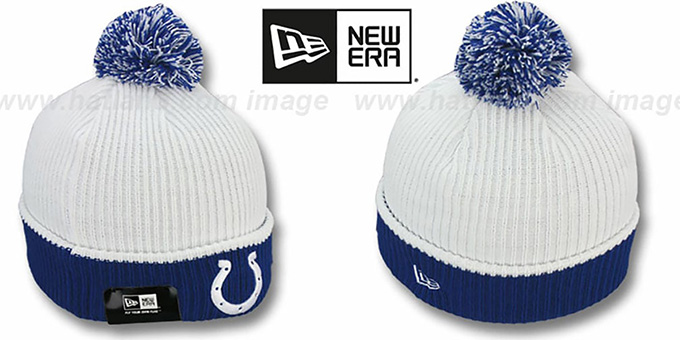 Colts 'NFL FIRESIDE' White-Royal Knit Beanie Hat by New Era