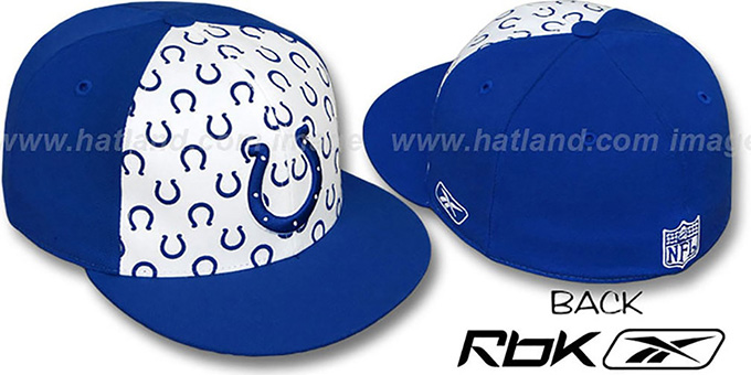 Colts 'TEAM-PRINT PINWHEEL' White-Royal Fitted Hat by Reebok