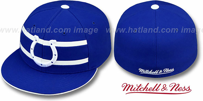 Colts 'THROWBACK TIMEOUT' - 1 Royal Fitted Hat by Mitchell and Ness