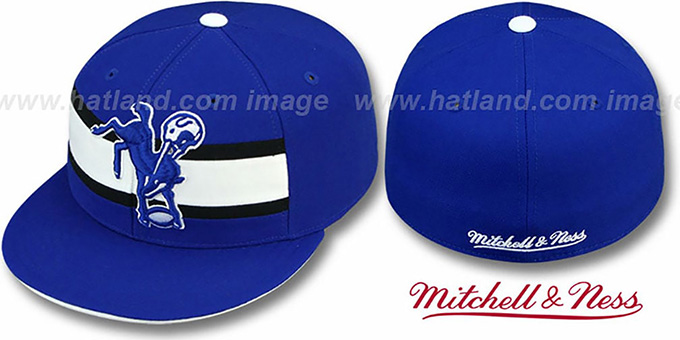 Colts 'THROWBACK TIMEOUT' - 2 Royal Fitted Hat by Mitchell and Ness