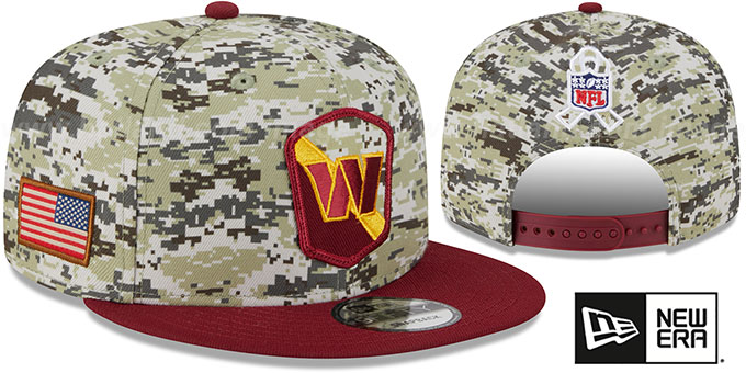 Commanders '2023 SALUTE-TO-SERVICE SNAPBACK' Camo-Burgundy Hat by New Era