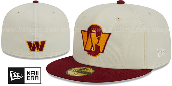 Commanders 'NFL LIGATURE' White-Burgundy Fitted Hat by New Era