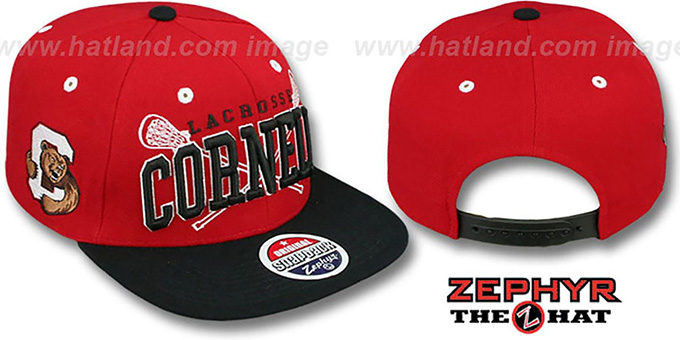 Cornell 'LACROSSE SUPER-ARCH SNAPBACK' Red-Black Hat by Zephyr