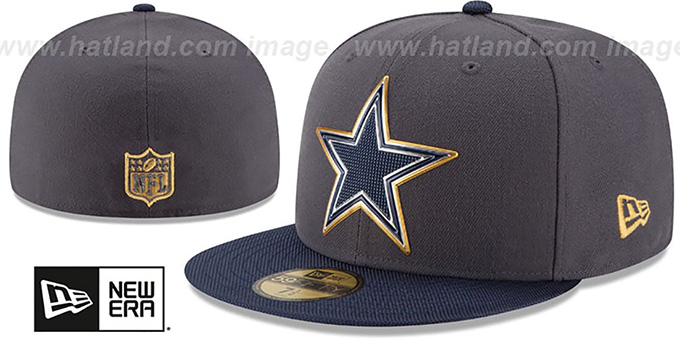 Cowboys '2015 NFL GOLD COLLECTION' Grey-Navy Fitted Hat by New Era