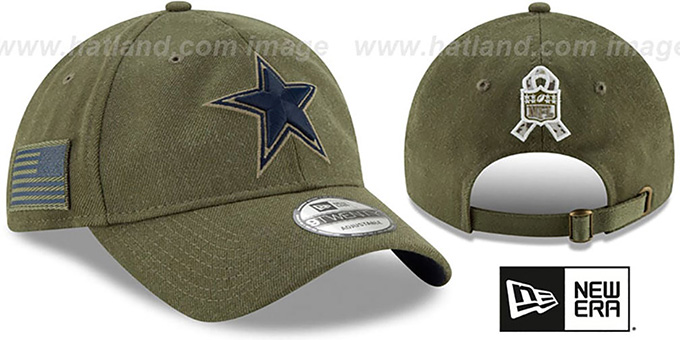 Cowboys '2018 SALUTE-TO-SERVICE STRAPBACK' Olive Hat by New Era