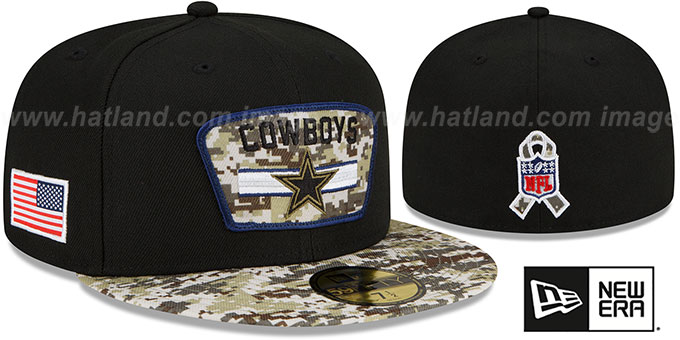 Cowboys '2021 SALUTE-TO-SERVICE' Black-Desert Fitted Hat by New Era