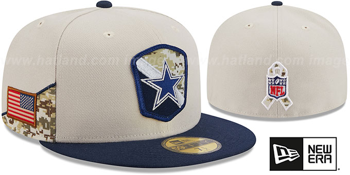 Cowboys '2023 SALUTE-TO-SERVICE' Stone-Navy Fitted Hat by New Era