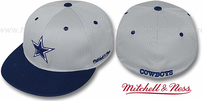 Cowboys '2T BP-MESH' Grey-Navy Fitted Hat by Mitchell and Ness