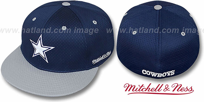 Cowboys '2T BP-MESH' Navy-Grey Fitted Hat by Mitchell and Ness