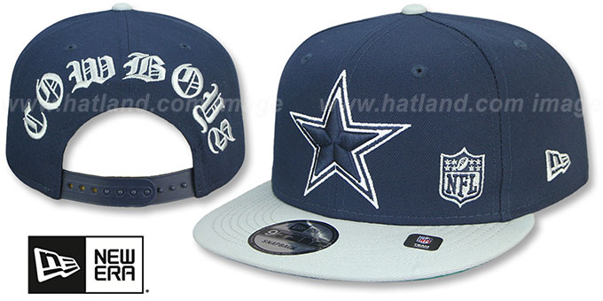 Cowboys 'BACK GOTHIC ARCH SNAPBACK' Navy-Grey Hat by New Era